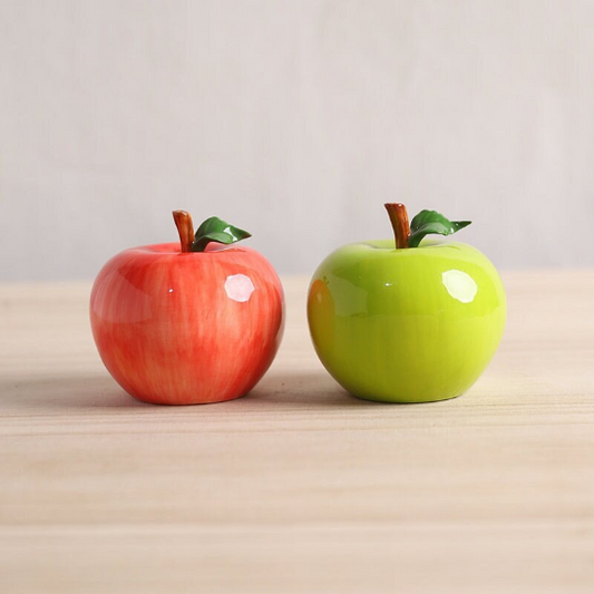 Green and Red Apple Ceramic Tea Pet