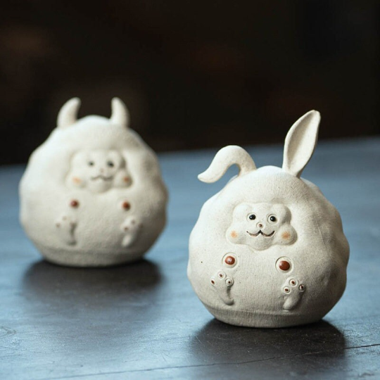 Cute Rabbit Purple Clay Teapet