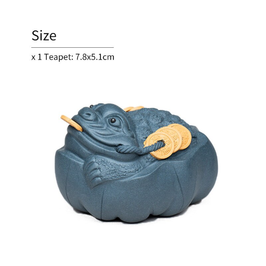 Blue Auspicious Golden Toad Yixing Clay Tea Pet