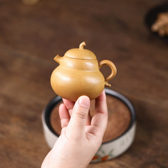 Gourd-Shaped Handmade Purple Clay Tea Pot 120ml