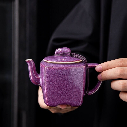 Elegant Purple Kiln-Changed Handmade Teapot 180ml