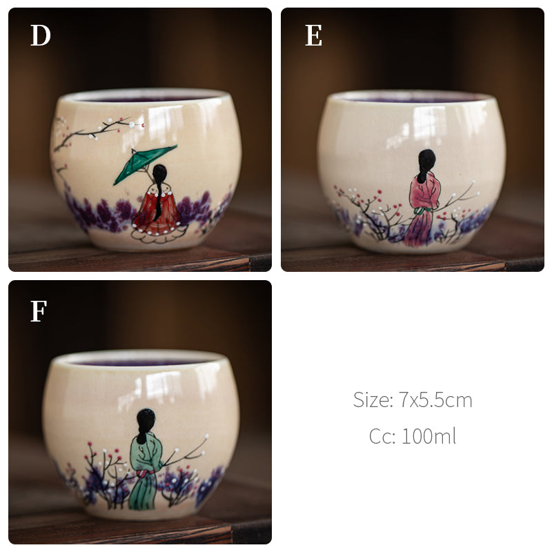 Ancient Style Hand-painted Premium Ceramic Teacup 90/100ml