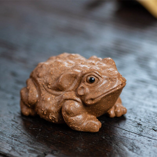 The Cute Toad  Purple Clay Tea Pet