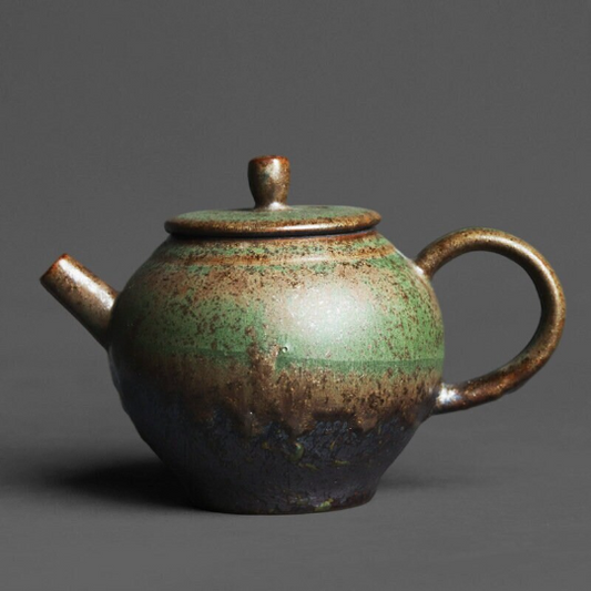 Vintage Kiln-Changed Bronze Glaze Handheld Teapot 200ml