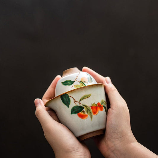 Handpainted Flower Ceramic Travel Tea Set 160ml