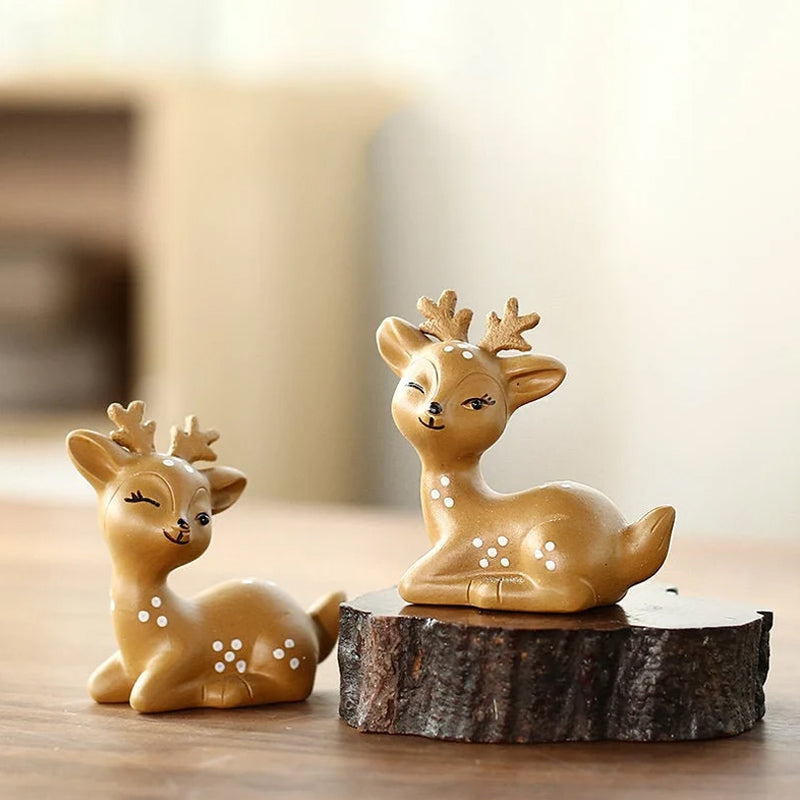 Plum Blossom Deer Ceramic Tea Pet