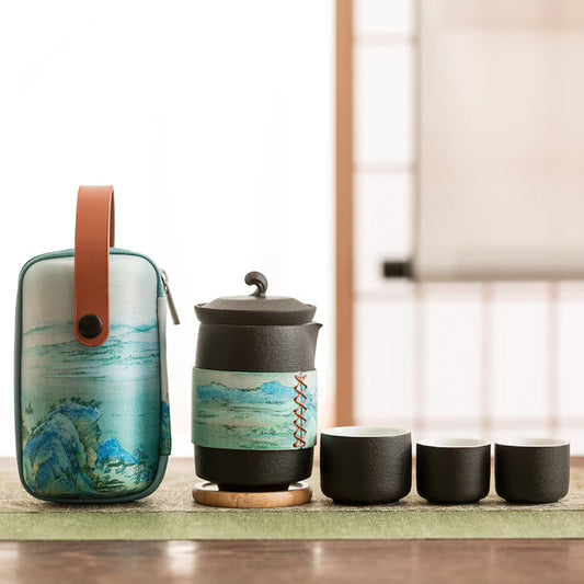 Landscape Art Ceramic Travel Tea Set 310ml