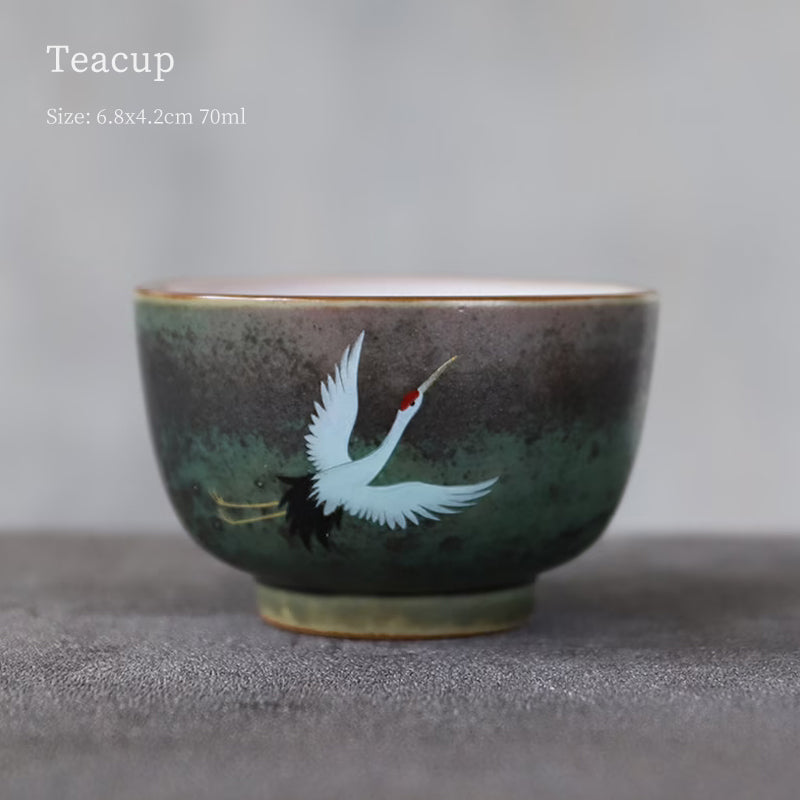 Creative Antique Crane Ceramic Teacup 70ml