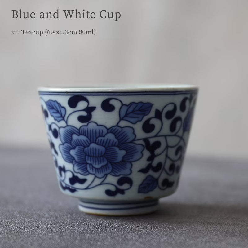 Hand-Painted  Rustic Pottery Kiln-Change Blue Teacup 80ml