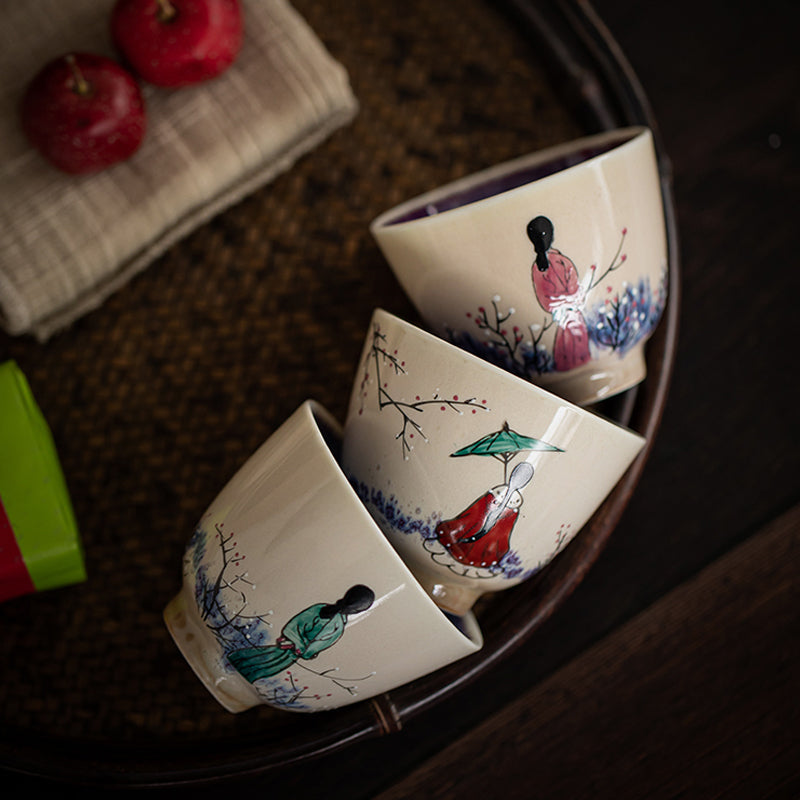 Ancient Style Hand-painted Premium Ceramic Teacup 90/100ml