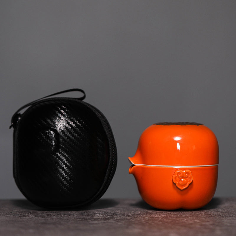 Persimmon CeramicTravel Tea Set with Pig Lid 180ml