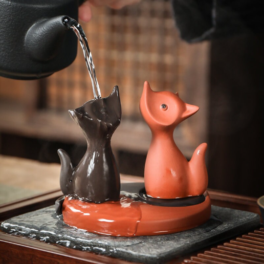 Cute Little Fox Purple Clay Tea Pet