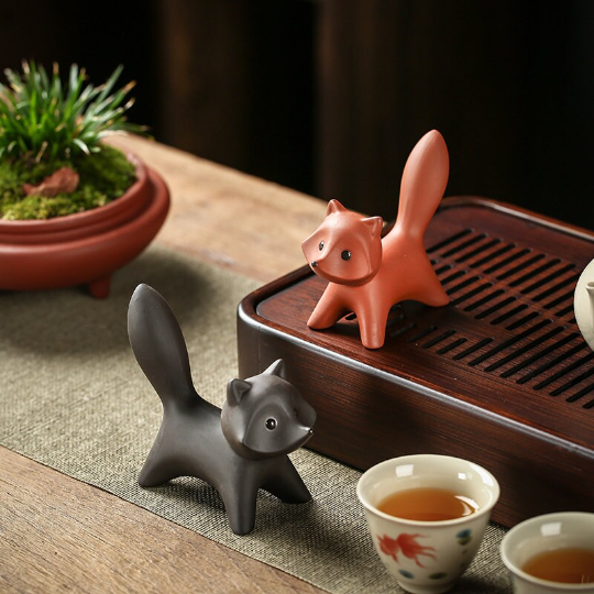 Cute Little Fox Ceramic Tea Pet