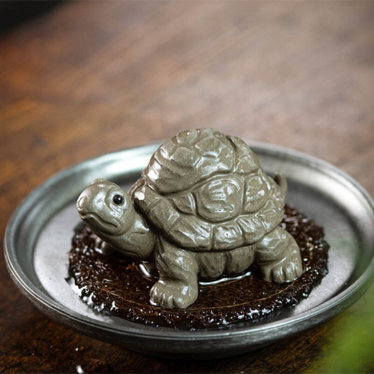 The Cute Tortoise Purple Clay Tea Pet