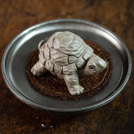 The Cute Tortoise Purple Clay Tea Pet