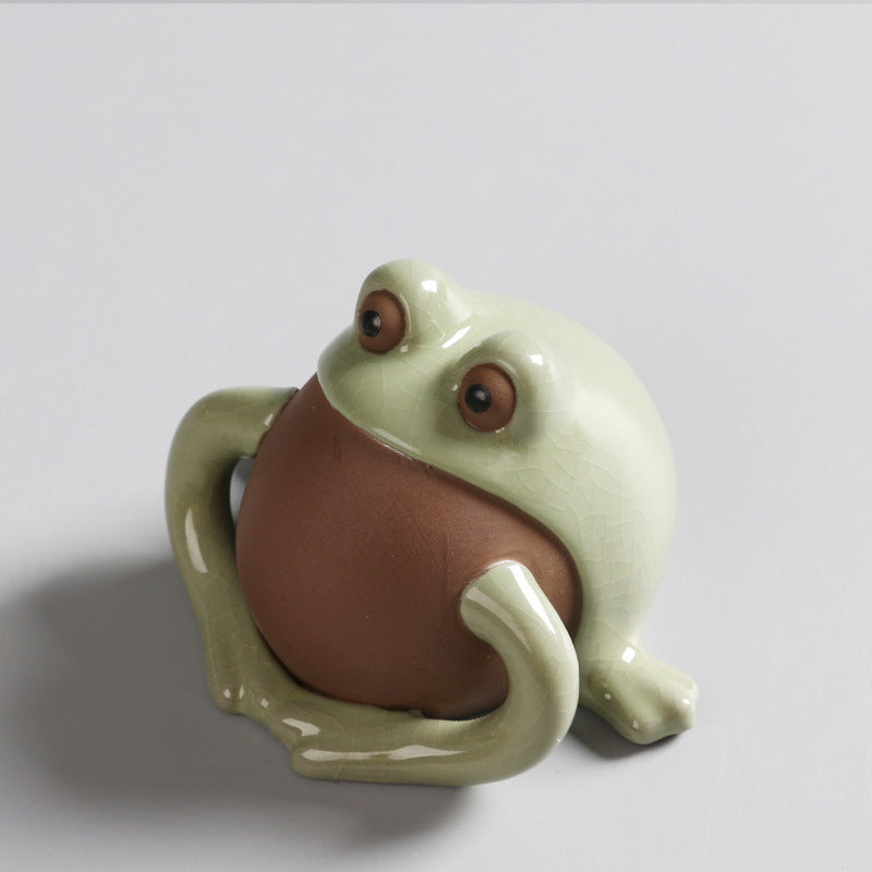 Ceramic Green Frog Tea Pet