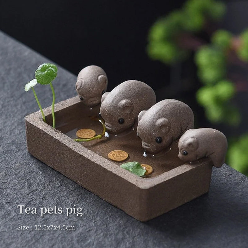 Fortune Pig Ceramic Tea Pet