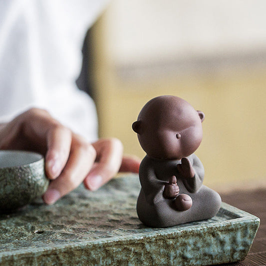 Adorable Little Monk Ceramic Tea Pet