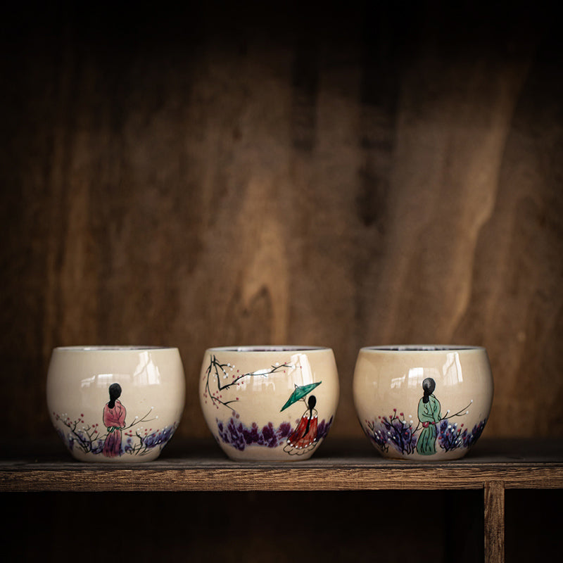 Ancient Style Hand-painted Premium Ceramic Teacup 90/100ml