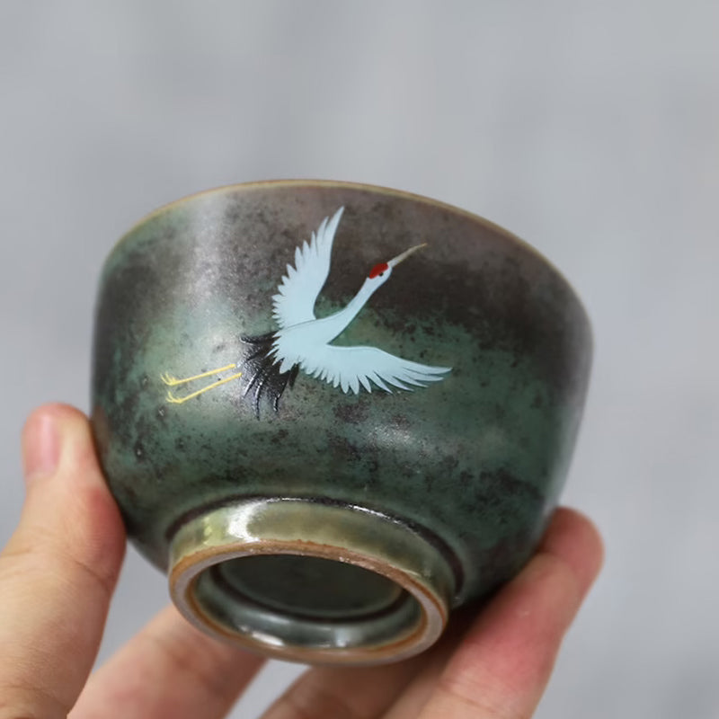 Creative Antique Crane Ceramic Teacup 70ml