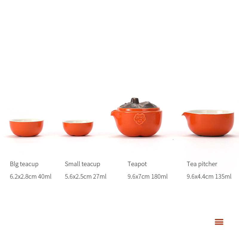 Persimmon CeramicTravel Tea Set with Pig Lid 180ml