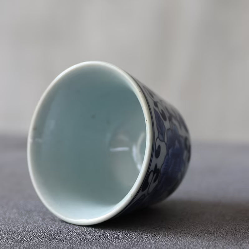 Hand-Painted  Rustic Pottery Kiln-Change Blue Teacup 80ml