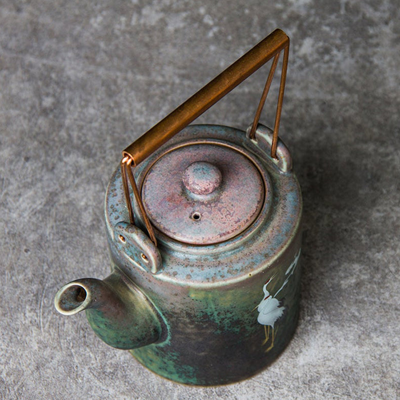 Vintage Crane Ceramic Teapot 180ml