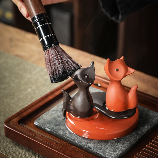 Cute Little Fox Purple Clay Tea Pet