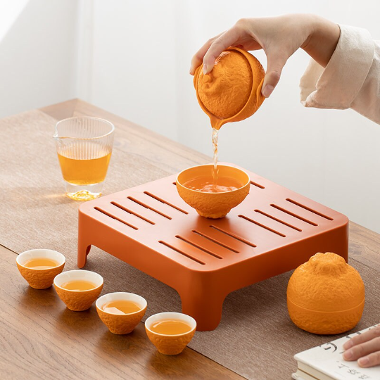 Creative Ceramic Orange Travel Tea Set