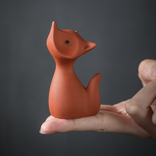 Cute Little Fox Purple Clay Tea Pet