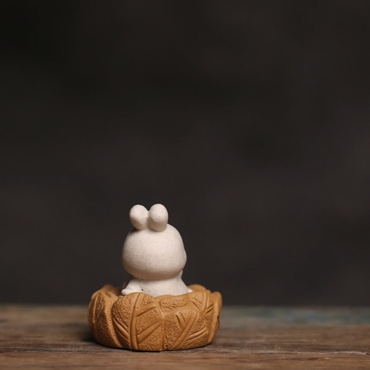 Little Rabbit Sitting on Cabbage Ceramic Tea Pet