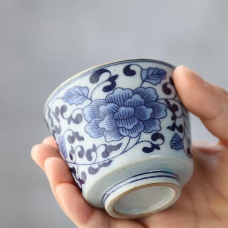 Hand-Painted  Rustic Pottery Kiln-Change Blue Teacup 80ml