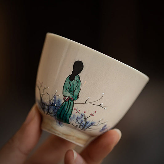 Ancient Style Hand-painted Premium Ceramic Teacup 90/100ml