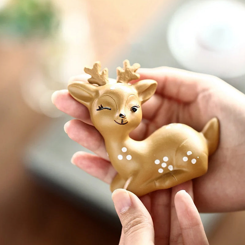 Plum Blossom Deer Ceramic Tea Pet