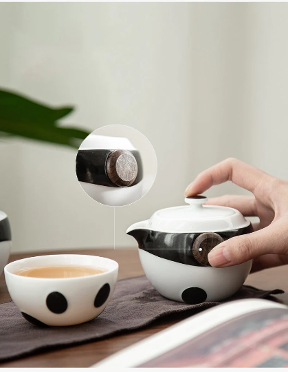 Cute Panda Ceramic Travel Tea Set 170ml