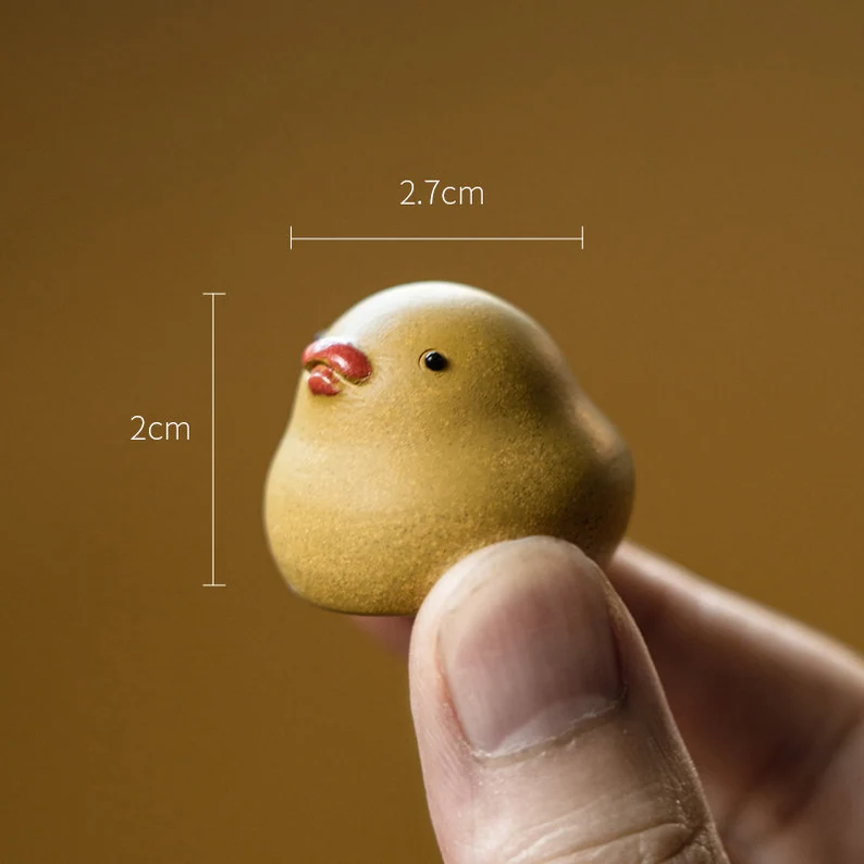 Small Yellow Chicken Ceramic Tea Pet