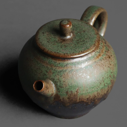 Vintage Kiln-Changed Bronze Glaze Handheld Teapot 200ml