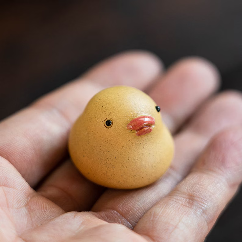 Small Yellow Chicken Ceramic Tea Pet