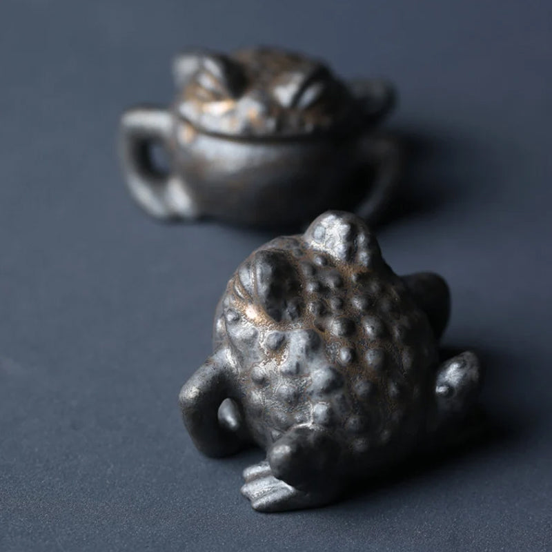 Fortune Frog Ceramic Tea Pet Ornament