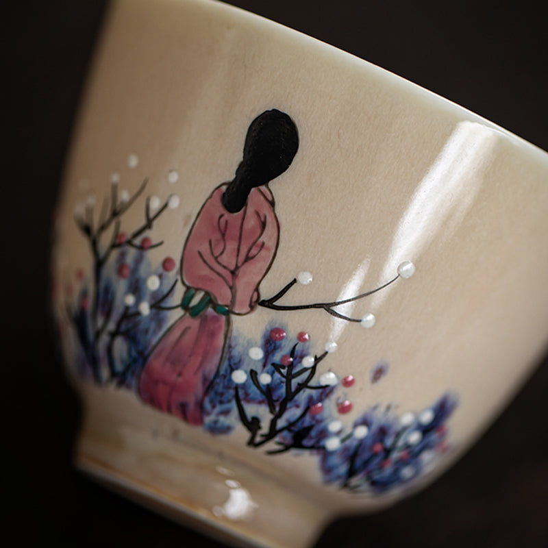 Ancient Style Hand-painted Premium Ceramic Teacup 90/100ml