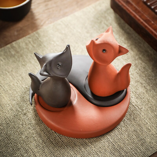 Cute Little Fox Purple Clay Tea Pet