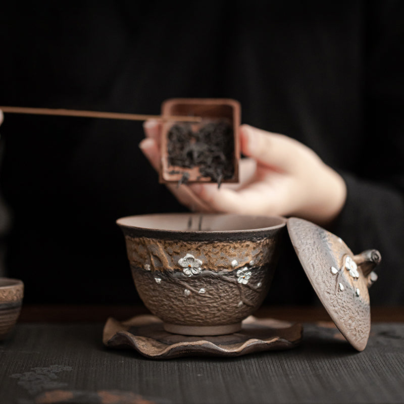 Hand-Painted Retro Plum  Blossom Gaiwan 200ml