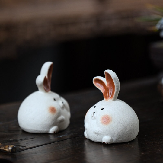 Adorable Cute Rabbit Ceramic Tea Pet