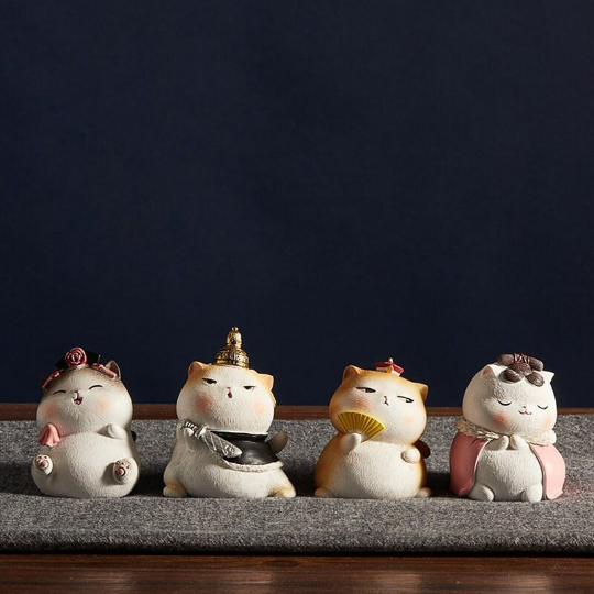 Forbidden City Treasure Cute Cat 4-Piece Ceramic Tea Pet Set