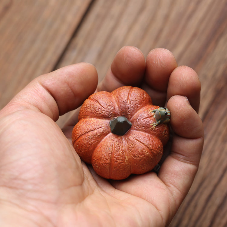 Pumpkin Frog Ceramic Spouting Tea Pet