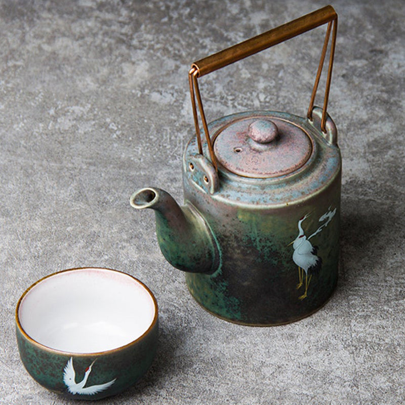 Vintage Crane Ceramic Teapot 180ml