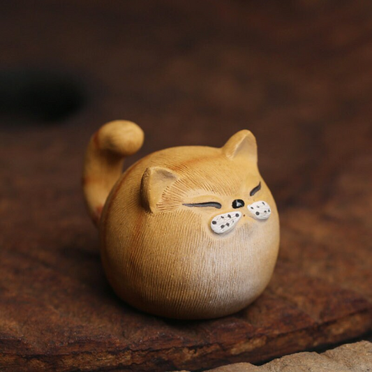 Three Colors Little Fat Cat Purple Clay Tea Pet