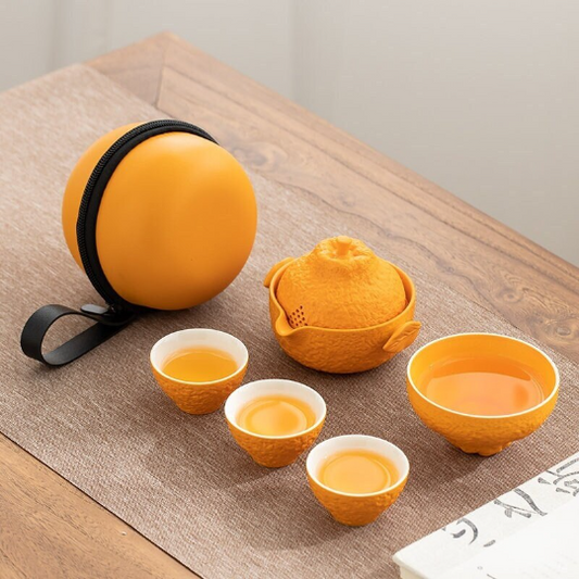 Creative Ceramic Orange Travel Tea Set