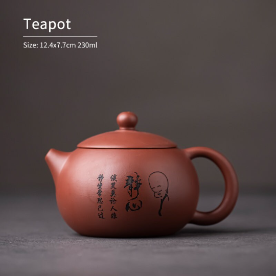 Handmade Zen Engraved  Purple Clay Teapot 230ml