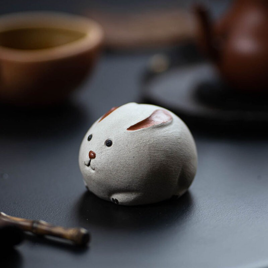 White Clay Little Rabbit Yixing Clay Tea Pet